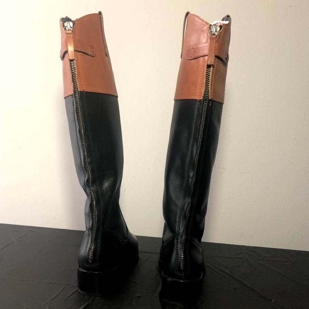 Halston Heritage Barbara Black Brown Riding Boot 6 - Picture 4 of 11